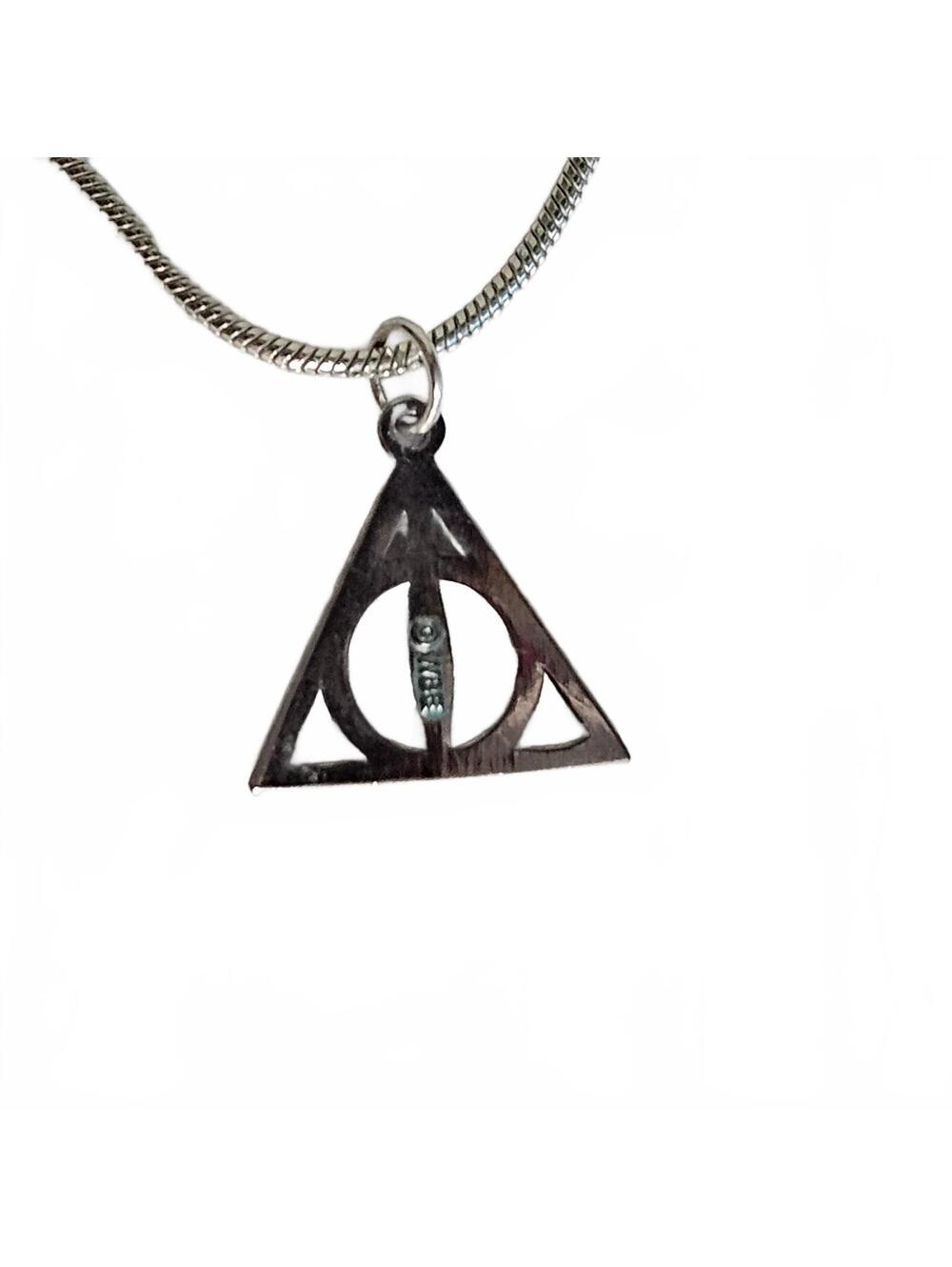 Harry Potter Silver Triangle Pendant Necklace Deathly Hallows Warner Bros